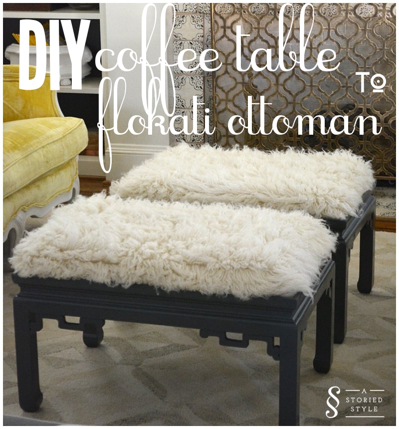 diy coffee table to flokati ottoman