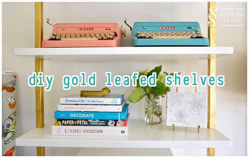 diy gold leafed shelves